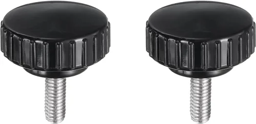 Vista 71 de uxcell 2 perillas de sujeción moleteadas M6 x 0.394 in métricas de acero inoxidable 304 rosca macho tornillo de pulgar en tipo 1.181 in cabeza