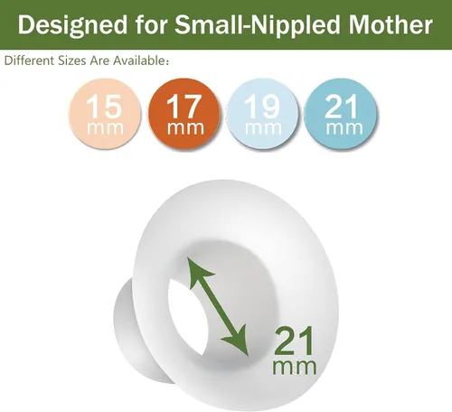 Vista 2 de Insertos de brida de silicona de 0.827 in para Spectra S1 S2, protectores de extractor de leche Medela, Freestyle, Harmony, Sonata para reducir