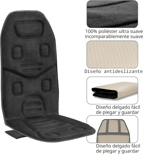 Vista 8 de COMFIER Cojín de Asiento Masajeador de Espalda con Calor, 10 Motores de Vibración, Almohadilla de Silla de Masaje, Masajeador de Silla para Alivio