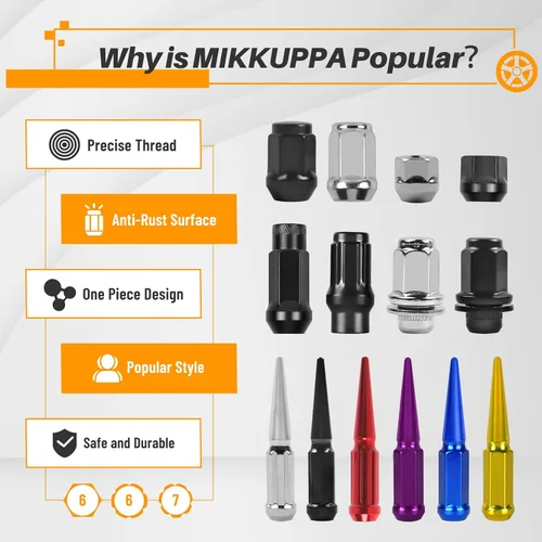 Vista 6 de MIKKUPPA 20 tuercas de llanta 1/2-20 – Reemplazo para Ford Explorer 1991-2018, Ranger 1990-2012, rueda Mustang 1964-2014 del mercado de accesorios