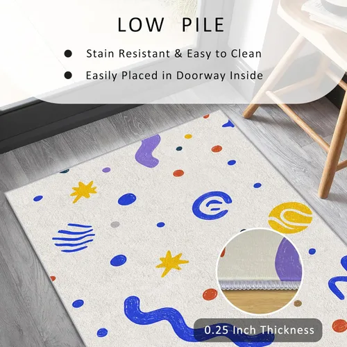 Vista 5 de Memphis Runner Rug 2x4 Small - Hallway Runner Rug Retro 80s Funky Geometric Fashion Pattern, Non Slip, Washable, Memphis Home Decor Carpet for