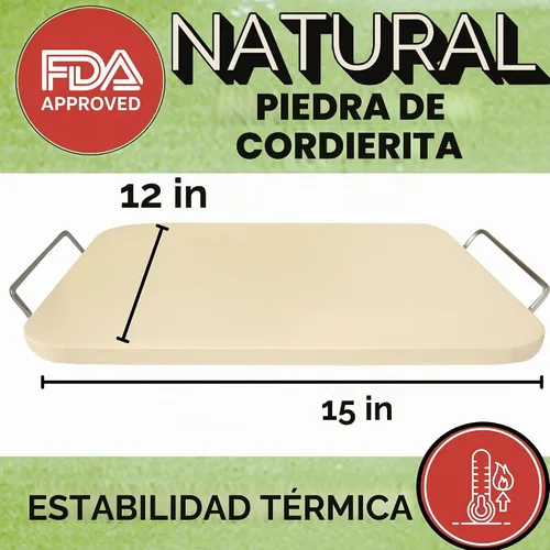 Vista 7 de Piedra de hornear para pan, piedra de hornear de 15 pulgadas para horno con asas y herramienta de masa, piedra rectangular para pan, alta