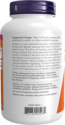Vista 3 de NOW Foods Suplementos, polvo de inositol, señalización de neurotransmisores*, salud celular*, 8 onzas