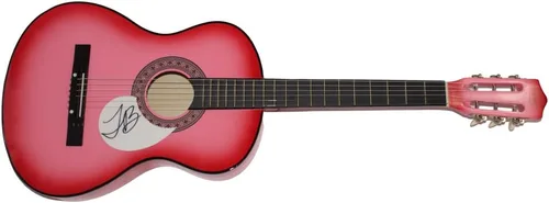 Vista 2 de JUSTIN BIEBER - GUITARRA ACÚSTICA ROSA FIRMADA CON JAMES SPENCE AUTHENTICATION JSA COA - POP SUPERSTAR, MY WORLD 2.0, BAJO EL MISTLETOE, CREE