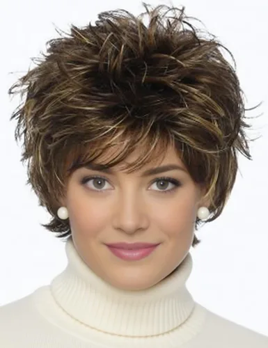 Vista 30 de TISHINING Pelucas rubias cortas en capas para mujeres blancas, longitud de la barbilla, color rubio ceniza, parte lateral, peluca Pixie Bob, cabello