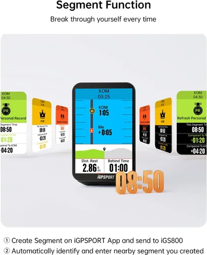 Vista 8 de iGPSPORT iGS800 - Pantalla táctil para bicicleta, 3.5 pulgadas, navegación MAP sin conexión, WiFi, Bluetooth, ANT+, inteligente, 32 GB