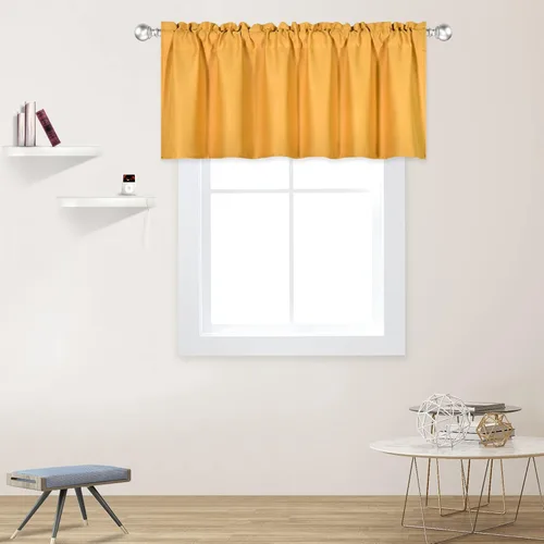 Vista 25 de DECOVSUN Cenefa morada para ventanas de 60 x 18 pulgadas, aislamiento térmico sólido, bolsillo para cortinero, cenefa corta para cocina, cenefa