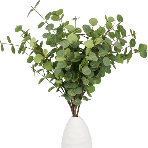 Vista 11 de HomeKaren Tallos de otoño, 6 piezas de hojas de otoño artificiales de eucalipto de 27.5 pulgadas, palillos florales de otoño, decoración de ramas