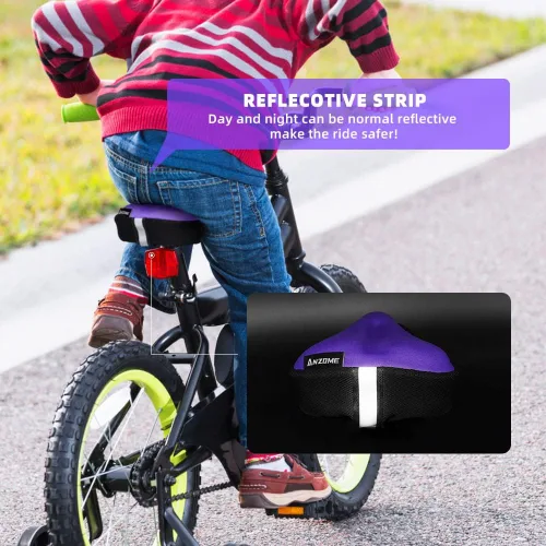 Vista 4 de ANZOME Funda de cojín para asiento de bicicleta de gel para niños, 9 x 6 pulgadas, espuma viscoelástica, extra suave, almohadilla para sillín
