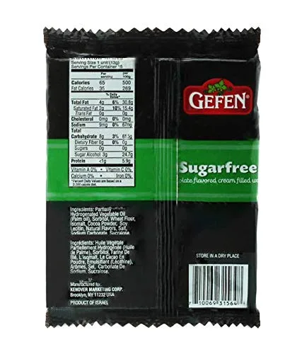 Vista 2 de Gefen Obleas archivadas de crema de chocolate sin azúcar, 7 onzas (paquete de 3) sin lácteos, cero grasas trans, sin aspartamo