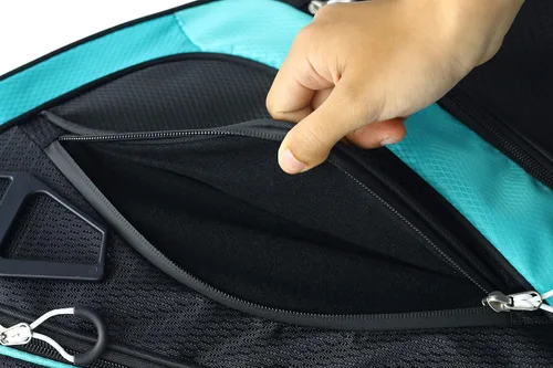 Vista 9 de Majek Bolsa de golf prémium para mujer, color negro, verde azulado, 9.5 pulgadas, 14 vías, parte superior separadora con funda para putter