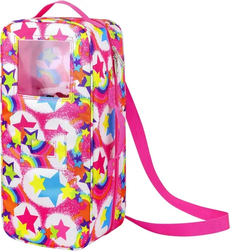 K.T.Fancy 14.5 Inch Doll Carrier Wishers Doll Travel Case Crossbody Carrier Bag Suitcase for 14.5 Inch Girl Doll Accessories with Multi-Pocket
