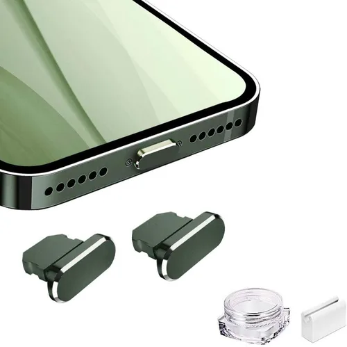 Vista 13 de Enchufe antipolvo de metal compatible con iPhone 14 13 12 11 X XS XR 8 7 SE Mini Plus Pro Max iPad AirPods, 2 protectores de puerto de carga