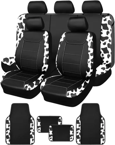 Vista 10 de Fundas para asientos de coche Flying Banner, protectoras, impermeables, de cuero sintético con fibra de carbono para asientos delanteros y traseros