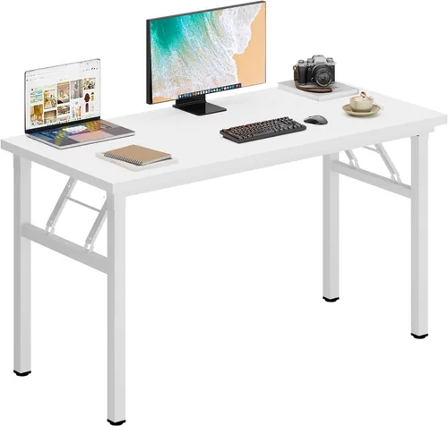 Vista 190 de DlandHome Escritorio plegable pequeño de 31.5 pulgadas, escritorio de computadora para oficina en casa, mesa plegable para espacios pequeños,