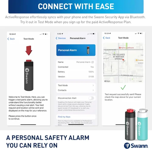 Vista 7 de Swann ActiveResponse - Alarma de seguridad personal móvil, sirena de emergencia de 110 dB con alertas SMS y conectividad móvil, batería de larga