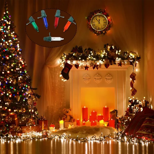 Vista 6 de Mudder 100 bombillas de repuesto para árbol de Navidad, mini luces incandescentes de Navidad de 2.5 V, 0.425 W, decoración de árbol de Navidad Base