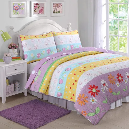Vista 12 de Cozy Line Home Fashions Juego de colcha reversible de microfibra rosa para niñas (mariposas, tamaño individual, 2 piezas)
