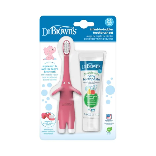 Vista 21 de PAQUETE VIRTUAL: Paquete de cuidado bucal infantil de Dr. Brown's: cepillo de dientes, pasta de dientes y toallitas para dientes y encías para bebés