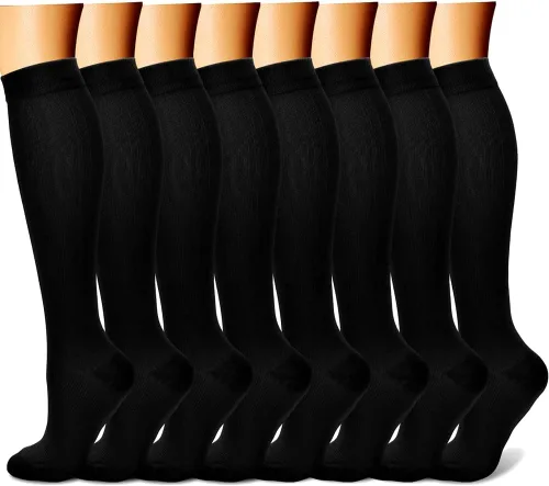 CHARMKING Calcetines de compresión para mujeres y hombres con circulación (8 pares) de 15 a 20 mmHg es el mejor apoyo para correr atlético, ciclismo