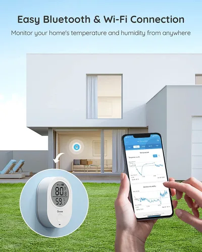 Vista 4 de Govee - Termómetro higrómetro WiFi H5051, monitor de temperatura y humedad interior Bluetooth con alerta de notificación de aplicaciones, sensor