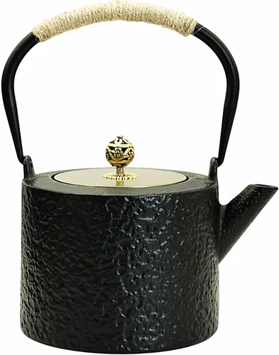 Tetera de hierro fundido de 40.6 onzas para estufa, tetsubina negra japonesa con esmalte, tetera con infusor de acero inoxidable para té suelto,