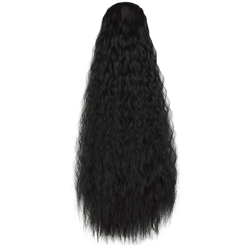 Vista 7 de Cola de caballo con cordón para mujeres negras, extensión de cola de caballo ondulada, extensión de cola de caballo rizada, extensiones de cabello
