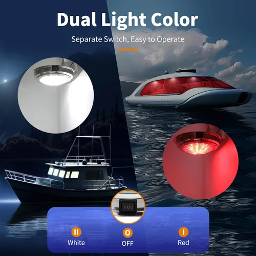 Vista 5 de RVZONE Luz de cúpula de barco marino de 12 V LED luces marinas interior con interruptor de palanca 7 "LED Iluminación de cabina de barco con montaje