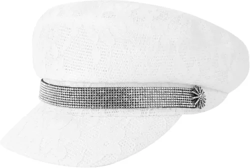 Meyaus Gorra fina para mujer, diseño de perlas de verano, otoño y primavera, con visera plana