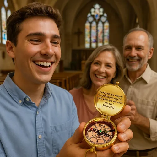 Vista 6 de Brújula del Camino de Dios – Regalo de Comunión y Confirmación para Adolescentes Regalos Religiosos de Bautizo para Hombres, Cristianos
