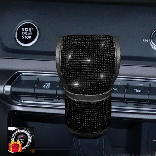 Vista 11 de Bling Bling Funda para palanca de cambios de coche, funda de cuero para palanca de cambios con cristales brillantes y brillo para niñas, ajuste