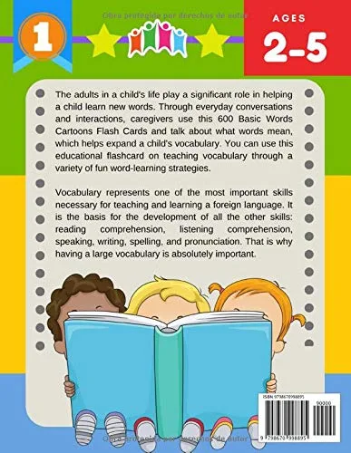 Vista 2 de 600 Tarjetas para Trabajar el Vocabulario Juegos Educativos de Preguntas Montessori para Niños Español Japonés Easy learning basic words cartoon