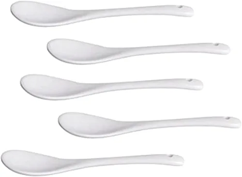 Vista 5 de Misaso Cucharas de huevo de porcelana blanca, cucharas de cerámica, cuchara de café, cuchara de postre cuchara de servir
