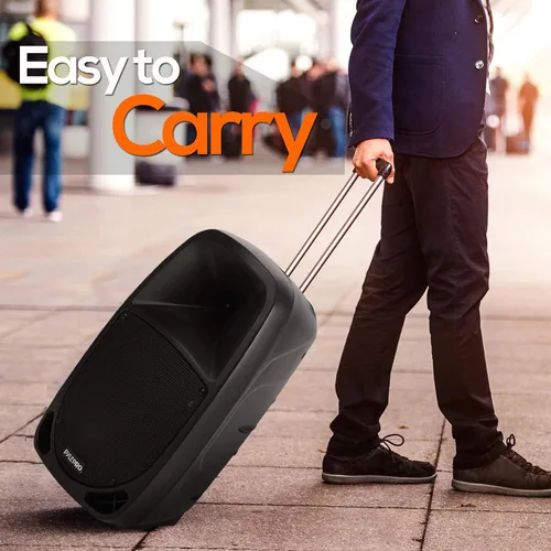 Vista 9 de Pyle PSBT105A - Altavoz PA portátil Bluetooth de 1000 W, subwoofer de 10 pulgadas, micrófono inalámbrico UHF, MP3USBSD, batería recargable, luces