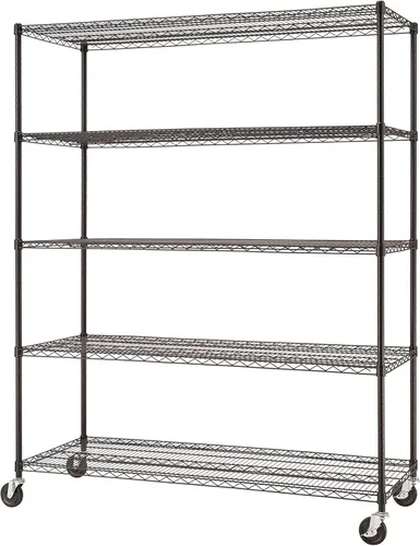 Vista 13 de Trinity Basics Estantería de alambre ajustable de 3 niveles con ruedas para organización de cocina, almacenamiento de garaje, cuarto de lavandería