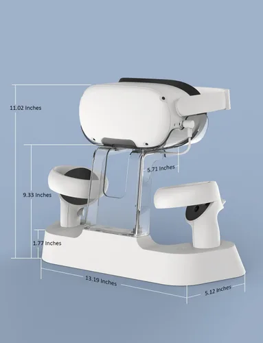 Vista 7 de NexiGo Enhanced Charging Dock with LED Light for OculusMeta Quest 2, Support Elite Strap with Battery, Headset Display Stand and Controller Mount, 2