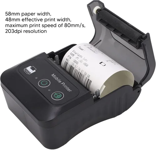 Vista 3 de Mini impresora térmica de código QR portátil de 2.283 in, impresora térmica de recibos USB, impresora térmica de recibos USB inalámbrica de 2