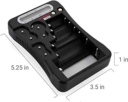 Vista 7 de Tenergy T-333 - Probador de batería universal, pantalla LCD, comprobador de celdas, probador de batería pequeño multiusos, para pilas AA, AAA, C, D