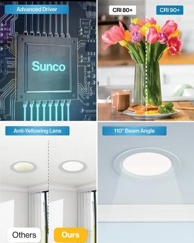 Vista 6 de Sunco Lighting - Juego de 24 luces LED delgadas de 6 pulgadas, luz regulable para deflector descendente