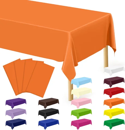 Vista 121 de 4 paquetes de manteles de plástico blanco, manteles desechables resistentes, 54 x 108 pulgadas, manteles de papel desechables para fiestas, limpieza