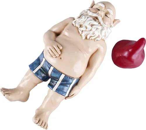 Estatua de gnomo de jardín para dormir, divertido gnomo de siesta, gnomo para tomar el sol, regalo divertido, decoración para exteriores, 10 pulgadas