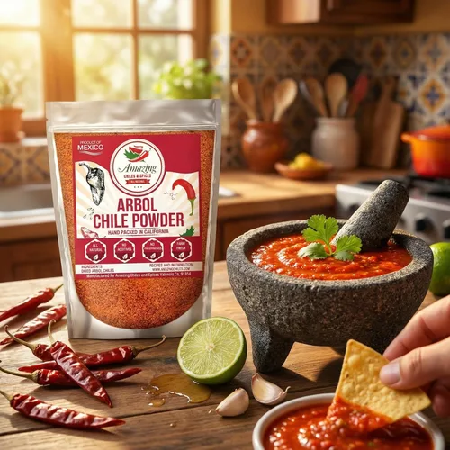 Vista 6 de Chile de Arbol - Chile rojo seco en polvo - 4oz - Pimientos molidos para auténtica cocina mexicana