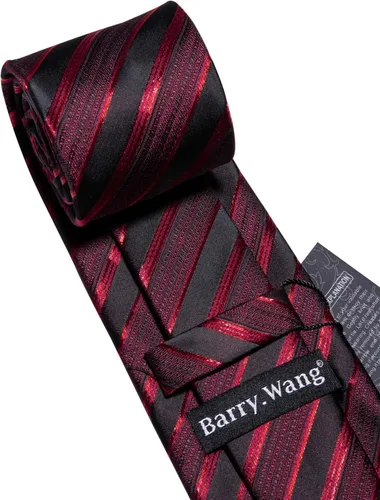 Vista 120 de Barry.Wang Juego de corbatas para hombre, corbata de seda a rayas, tejido a cuadros, gemelos formales, negocios, boda