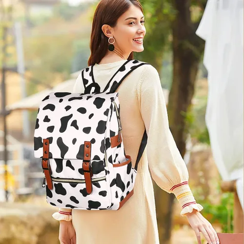 Vista 5 de Mochila delgada para escuela, mochila de viaje para universidad, Vaca, Mochilas de mochila