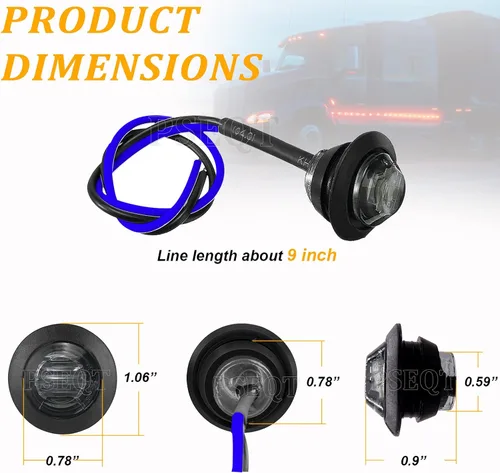 Vista 7 de PSEQT Luces LED redondas laterales de 3/4 pulgadas, indicadores de señal de giro, luz de ojal de bala, impermeable, para remolque, camión, autobús