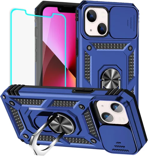 Vista 33 de HNHYGETE Funda para iPhone 13 con protector de pantalla HD: [grado militar de 20 pies probada en caídas] Funda protectora a prueba de golpes