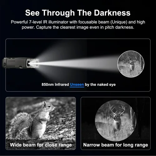 Vista 3 de Gafas de visión nocturna, binoculares de visión nocturna a todo color 4K, potente IR enfocable integrado, batería recargable de 6000 mAh, pantalla