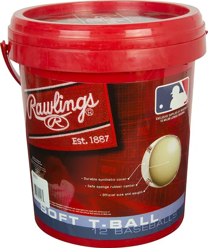 Vista 3 de Rawlings T-Balls oficiales TVB Juvenil/6u Cubo 12 unidades Núcleo de goma esponja Interior / exterior blanco