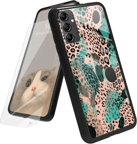 Vista 58 de Funda para Samsung Galaxy A12 5G con protector de pantalla, parte trasera de vidrio templado + TPU de silicona suave que absorbe los golpes