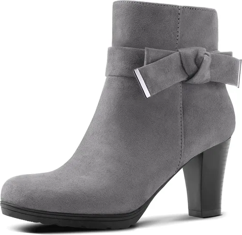 Vista 10 de mysoft Botines de mujer con cremallera y tacón grueso apilado Arco beige